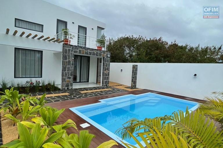 For sale new villa in Pointe aux Piments close to shops, supermarket, bus lines and the beach.