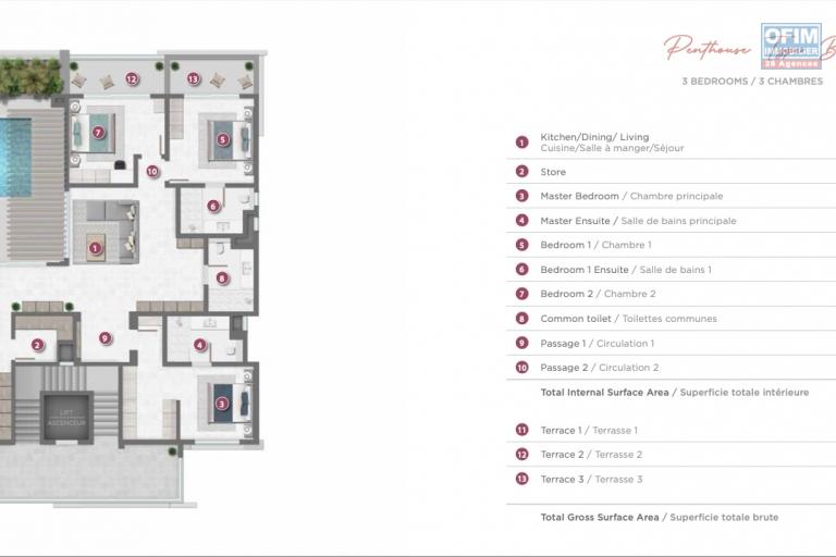 In project a program of 35 apartments accessible for purchase to foreigners and Mauritians in Grand Bay / Pereybère near the costal road and the sea. These apartments offer a permanent residence permit to the whole family.