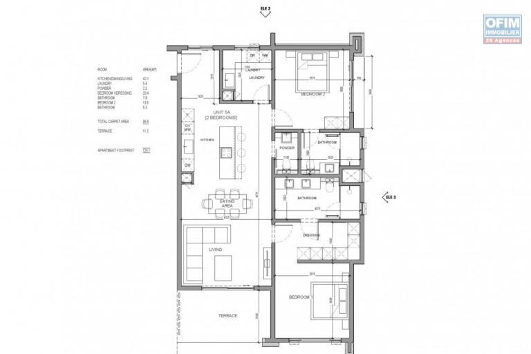 For sale a new and fully furnished apartment accessible for purchase to foreigners and Mauritians in Grand Baie next to the Lux Grand Baie hotel on the Royal Road.