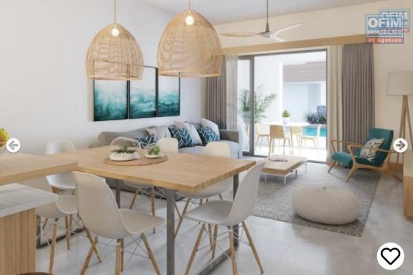 For sale a new and fully furnished apartment accessible for purchase to Malagasy and foreigners in Grand Baie next to the Lux Grand Baie hotel on the Royal Road.