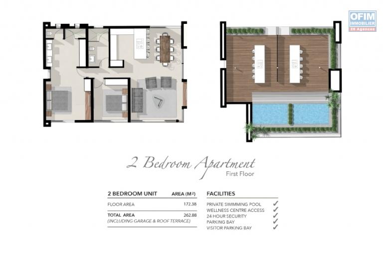 Vente très bel appartement de luxe F3 avec sublime vue mer à Pointe aux Canonniers.