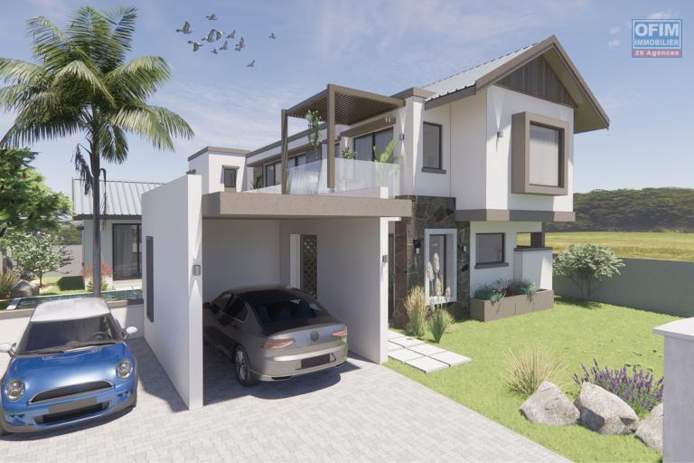  Flic en Flac à vendre belle villa 4 chambres livraison Juin 2025 avec vue océan, piscine et garage située dans un quartier résidentiel et sécurisé.