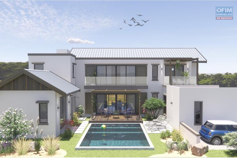  Flic en Flac à vendre belle villa 4 chambres livraison Juin 2025 avec vue océan, piscine et garage située dans un quartier résidentiel et sécurisé.