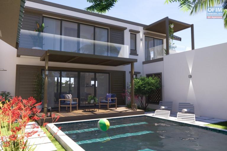  Flic en Flac à vendre belle villa 4 chambres livraison Juin 2025 avec vue océan, piscine et garage située dans un quartier résidentiel et sécurisé.