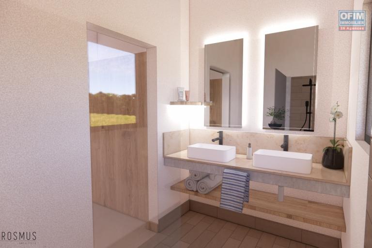  Flic en Flac à vendre belle villa 4 chambres livraison Juin 2025 avec vue océan, piscine et garage située dans un quartier résidentiel et sécurisé.