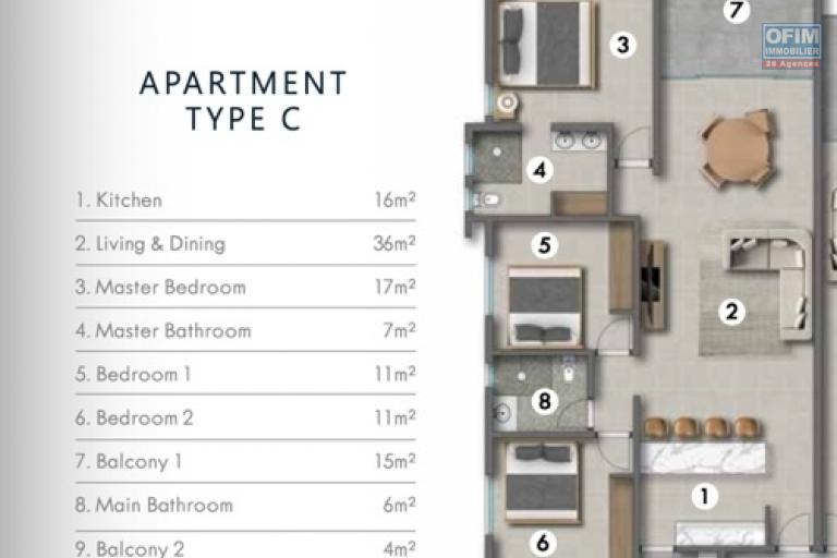 &Agrave; vendre appartement au 1er etage 3 chambres accessible aux etrangers &agrave; Trou aux Biches.