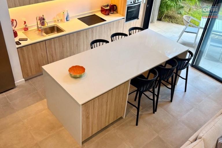 A vendre appartement type duplex de 3 chambres en suite, rez de jardin, meublé accessible aux étrangers à Pointe Aux Canonniers.