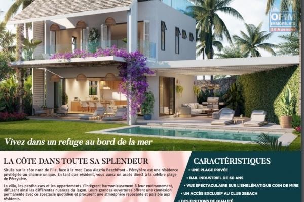 A vendre sur la cote nord de l’ile Maurice un programme de 4 appartements pieds dans l’eau accessible à l’achat aux étrangers et aux mauriciens.