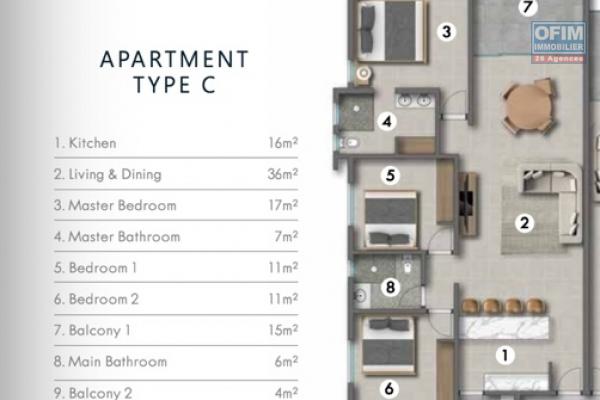 &Agrave; vendre appartement au 1er etage 3 chambres accessible aux etrangers &agrave; Trou aux Biches.