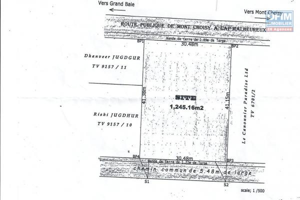 A vendre beau terrain de 29,50 perches à Pointe aux canonniers